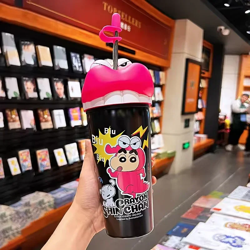Shinichan Kasukabe 3D Head Insulated Straw Cup (600 ml) - Image 11