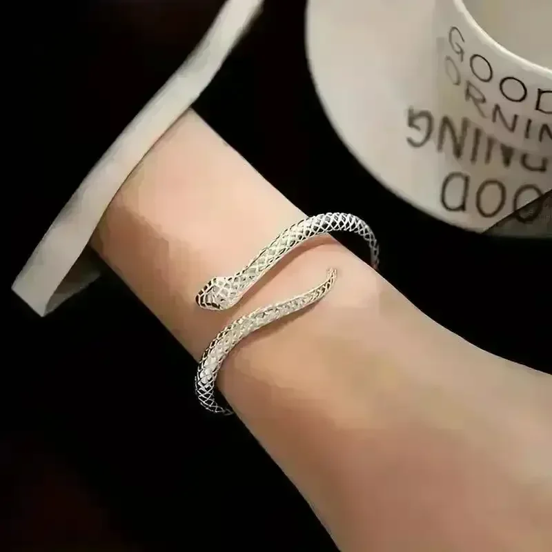 Silver Snake Open Bracelet - Image 3