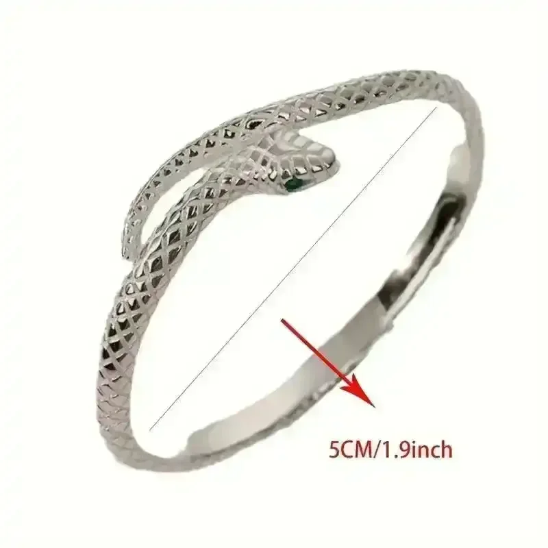 Silver Snake Open Bracelet - Image 5