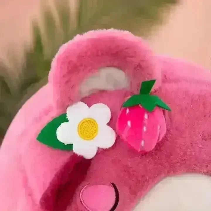 Sleeping Strawberry Bear Pillow Plushie - Image 6