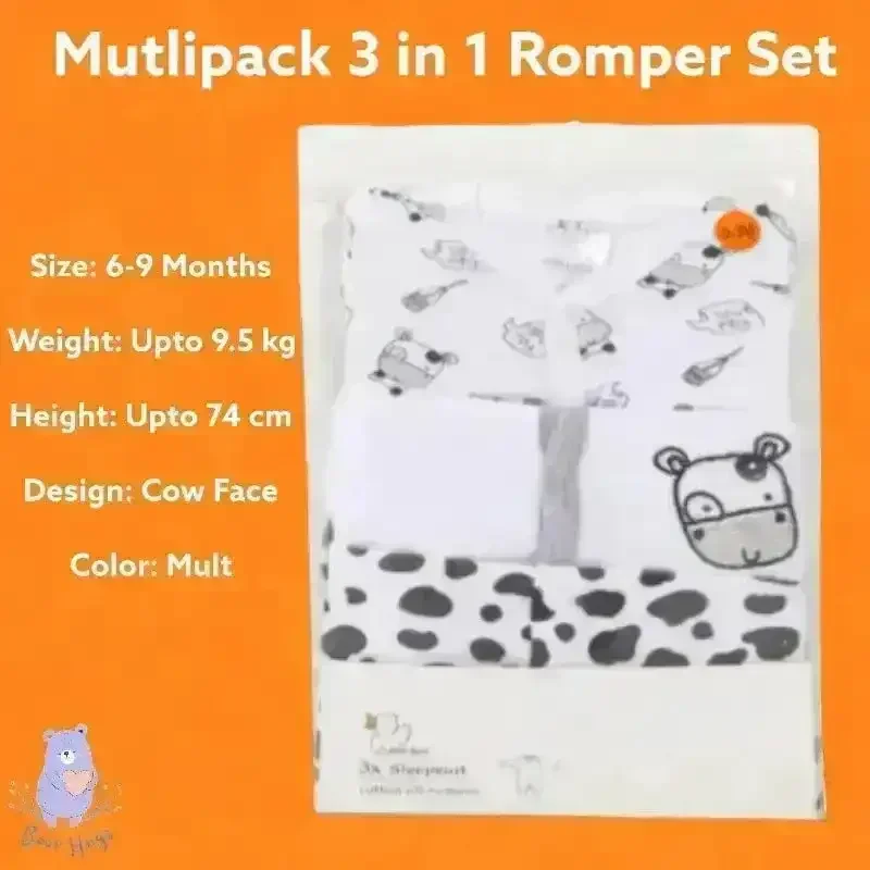 Cow Print Sleeping Suit / Romper (3 pcs) - Image 5