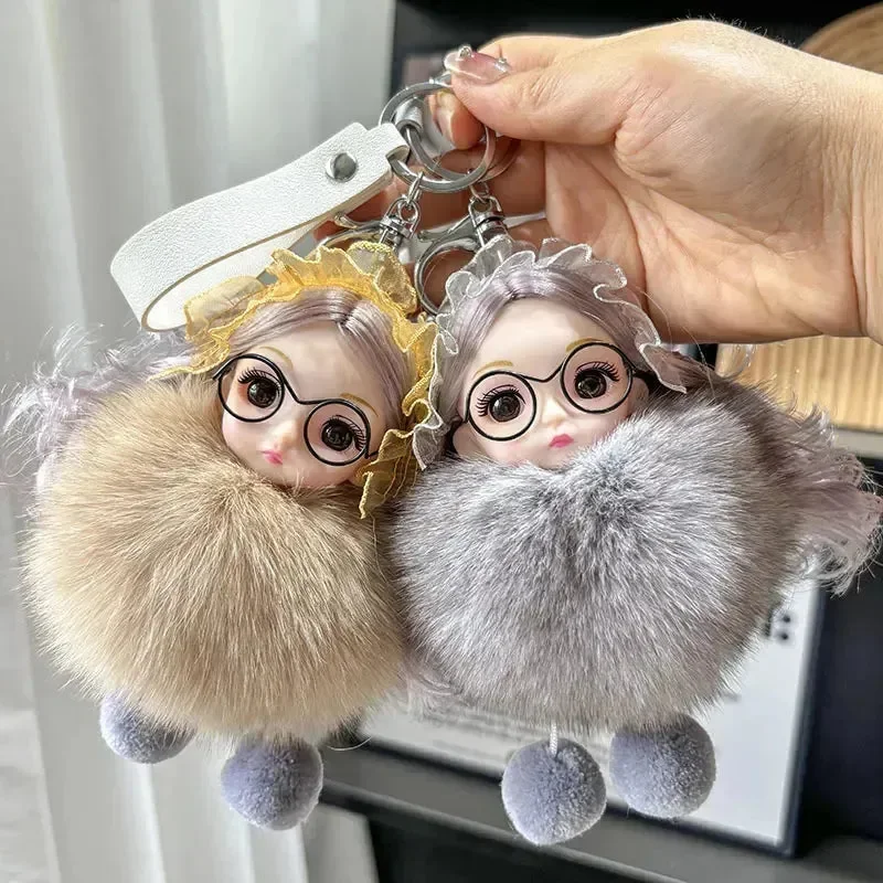 Spectacled Baby Girl Fur Keychain - Image 3