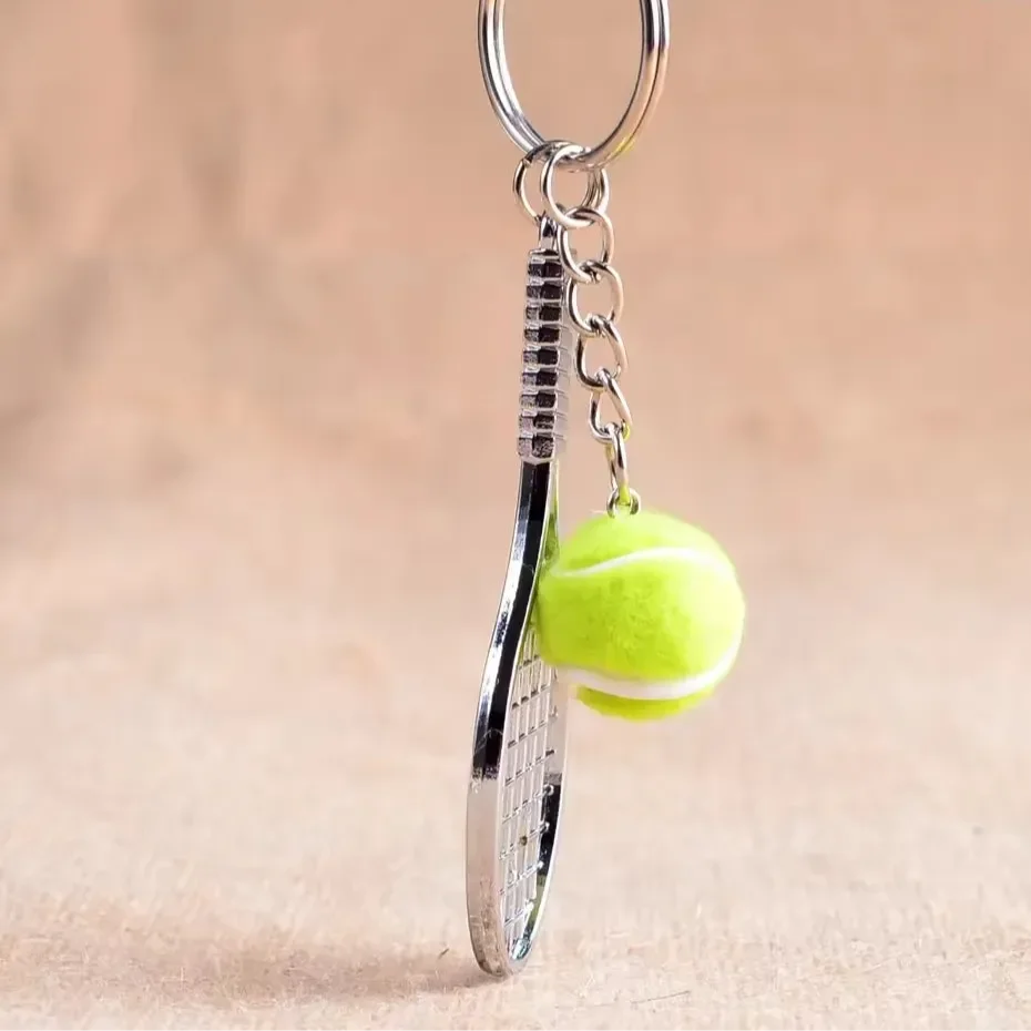 Sporty Style Tennis Racket & Ball Keychain - Image 4
