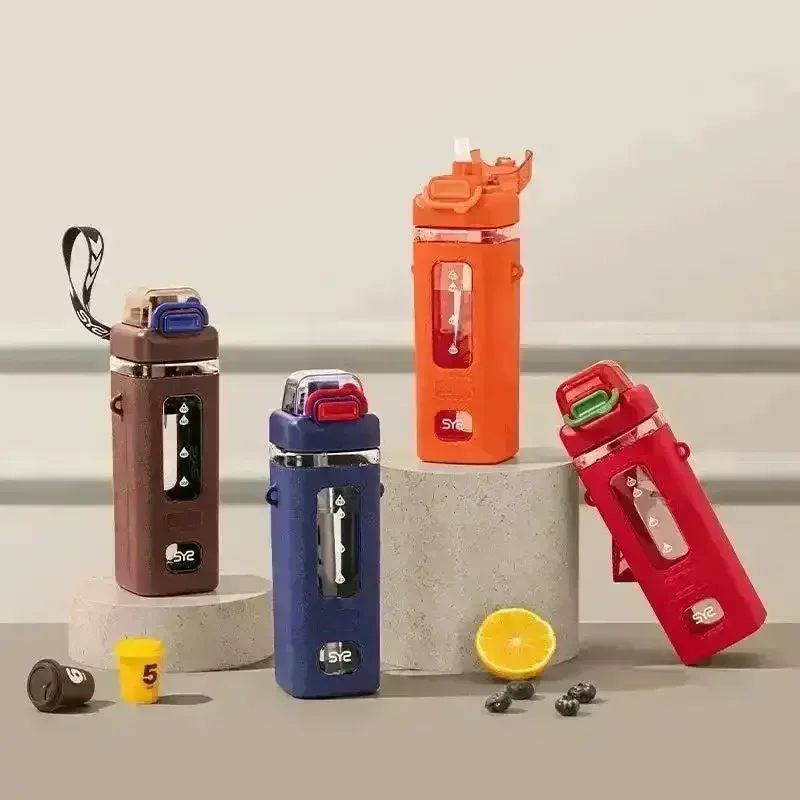 Square Motivational Straw Water Bottle (700 ml) - Image 3
