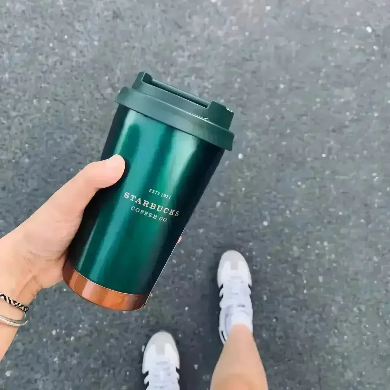 Starbucks Dark Green & Gold Thermos Mug (380 ml) - Image 2