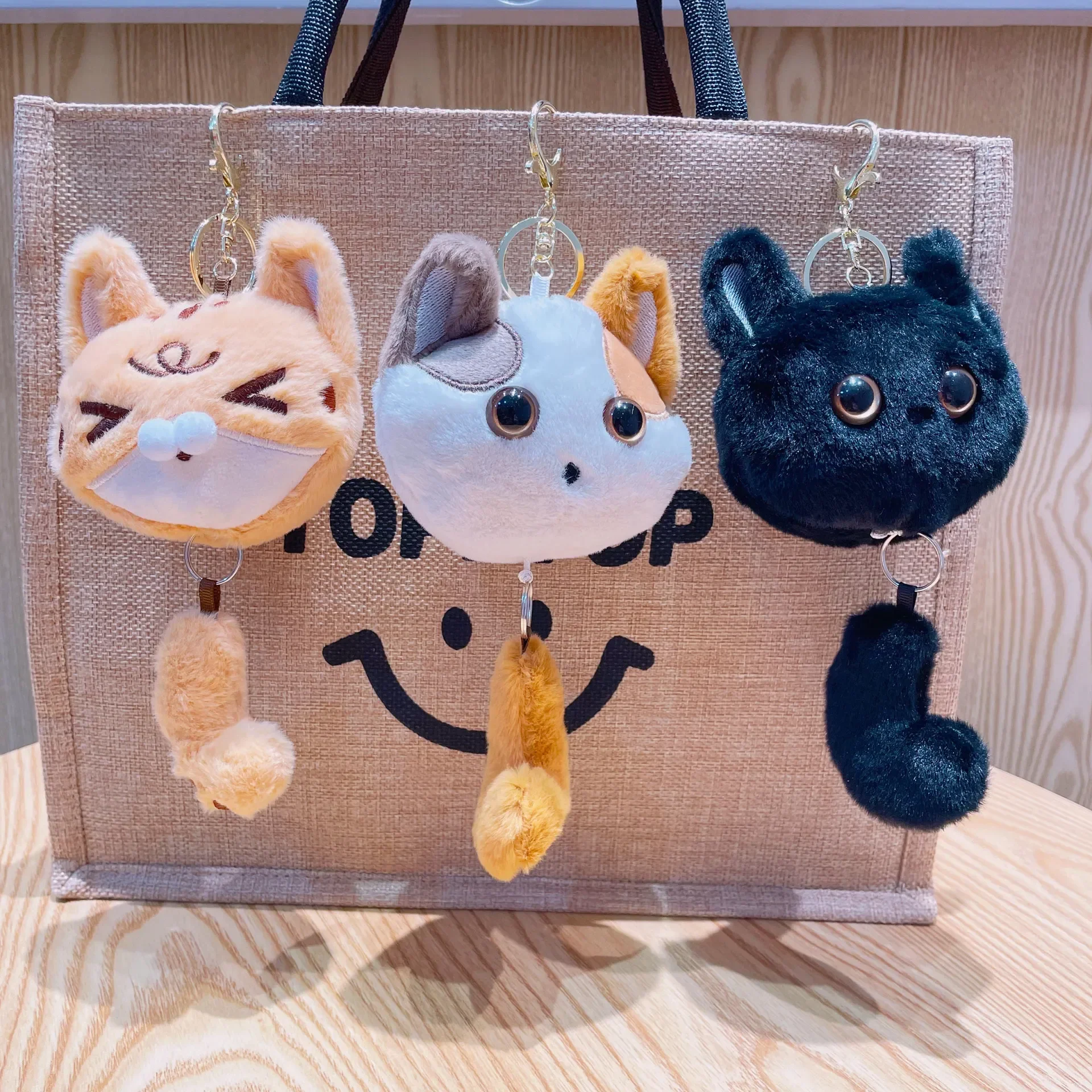 Stretchy Tail Cat Plush Keychain - Image 2