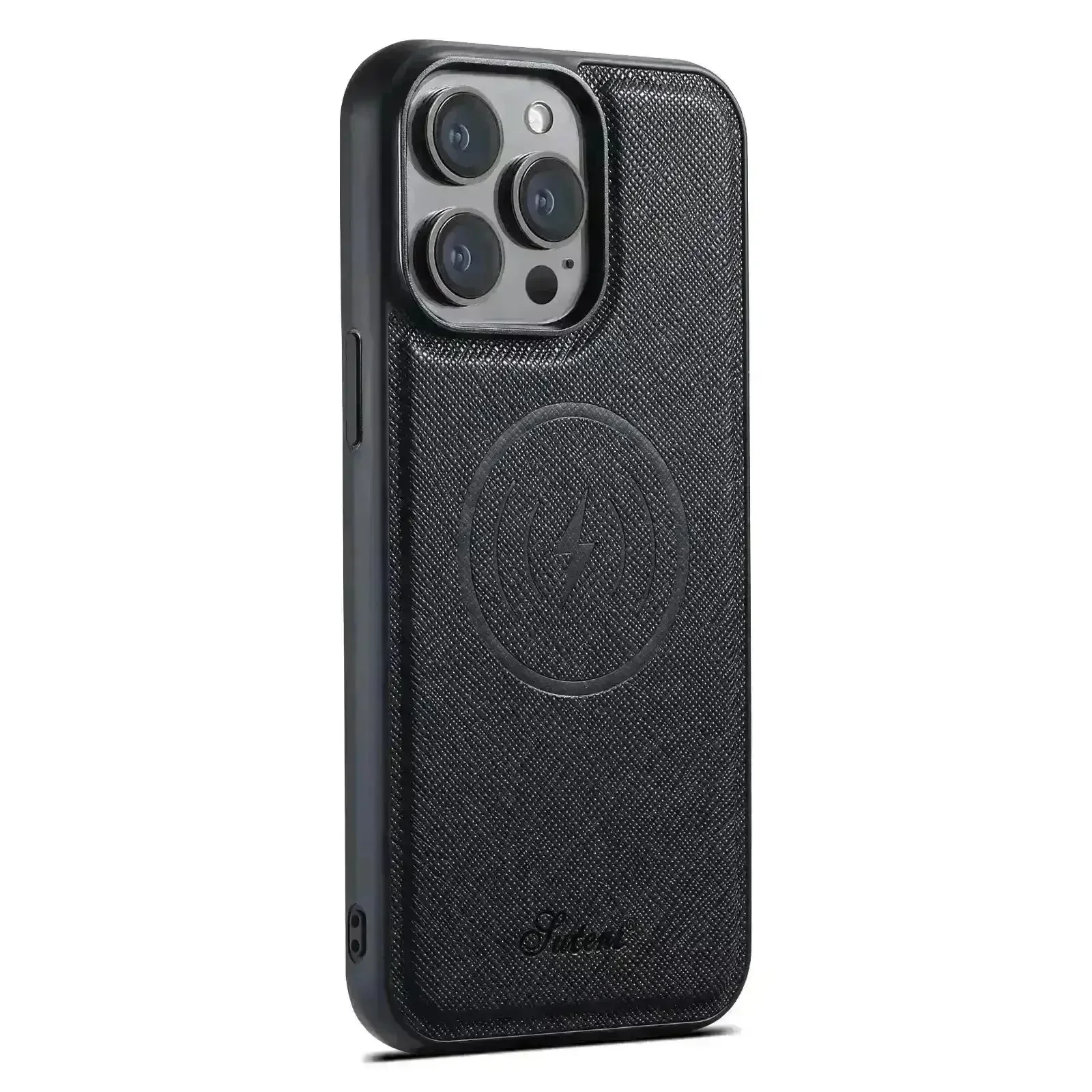 SUTENI Cross Pattern Magnetic Leather Case (For iPhones) - Image 4