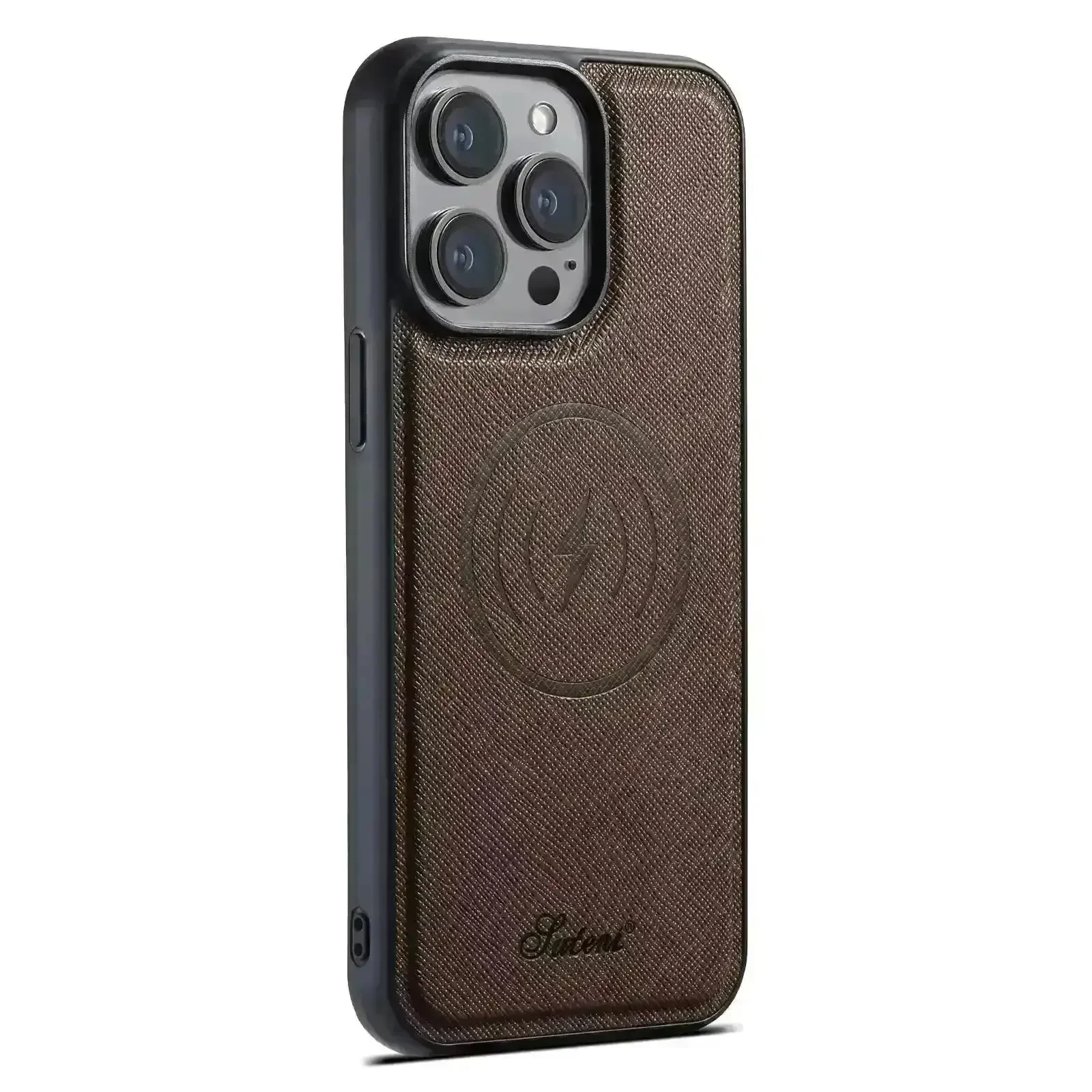 SUTENI Cross Pattern Magnetic Leather Case (For iPhones) - Image 5