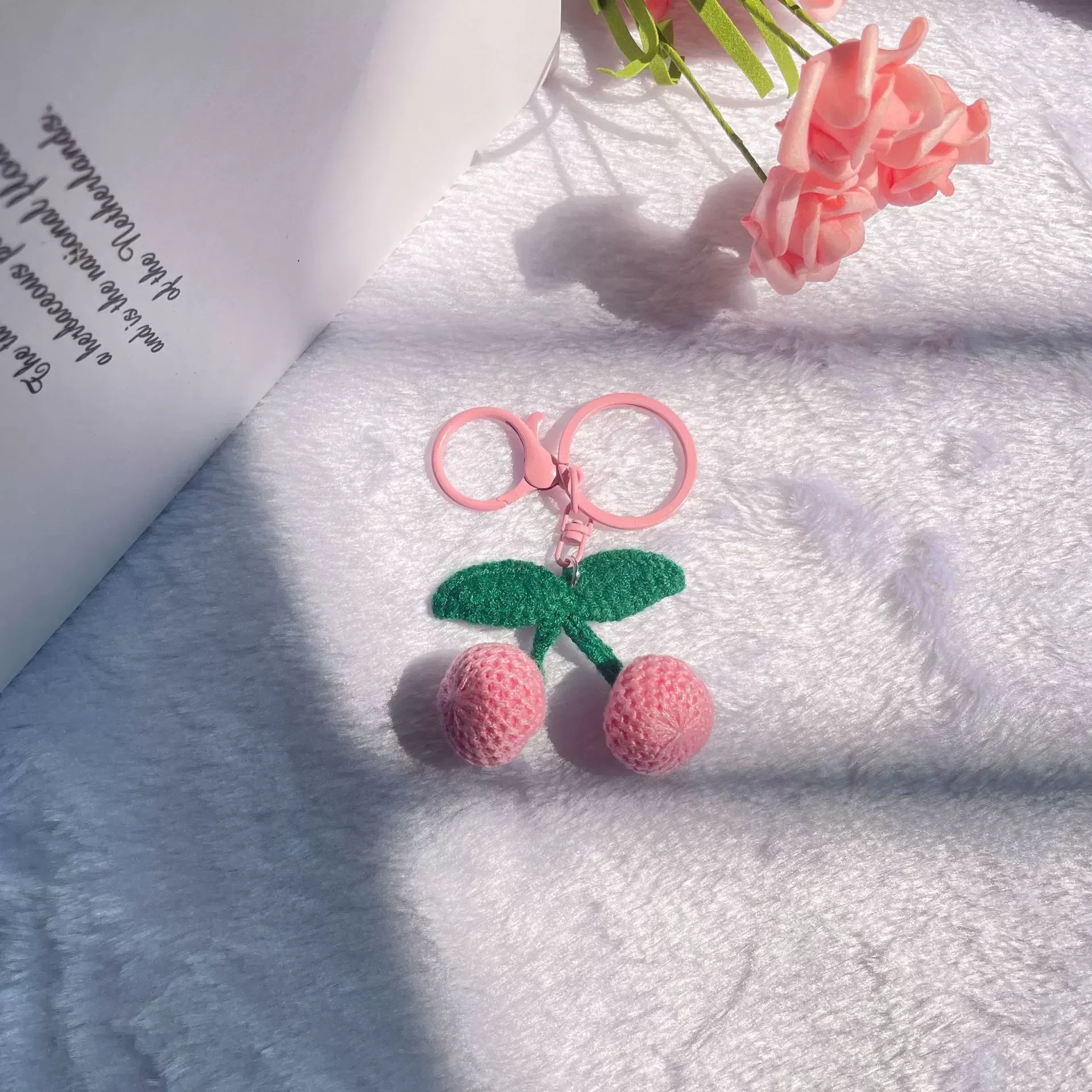 Sweet Stitch Handmade Cherries Keychain - Image 2