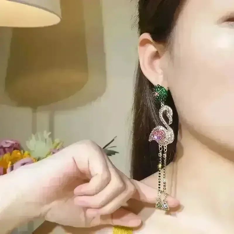 Tropical Flamingo Shaped Statement Earrings - Image 2