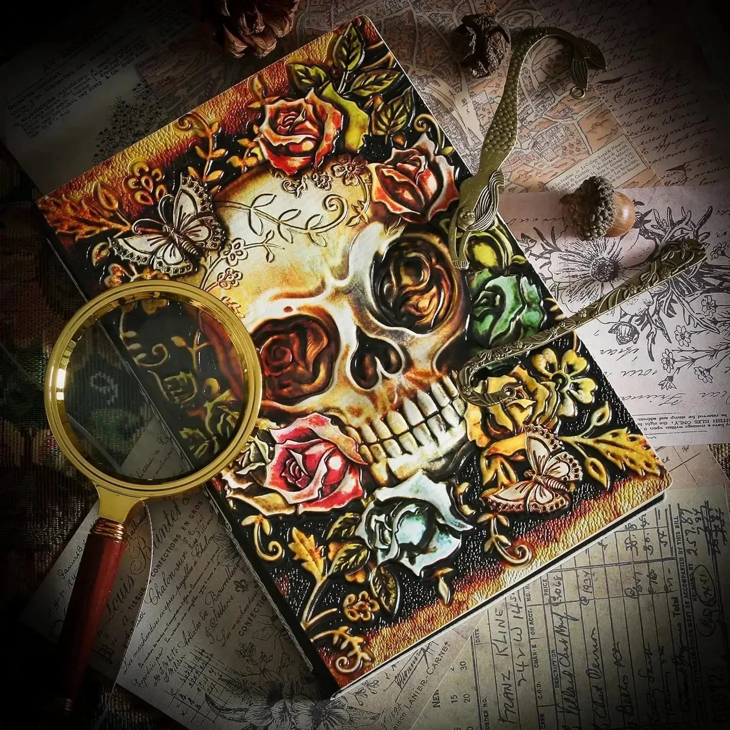 Vintage 3D Skull Embossed Notebook - Image 4