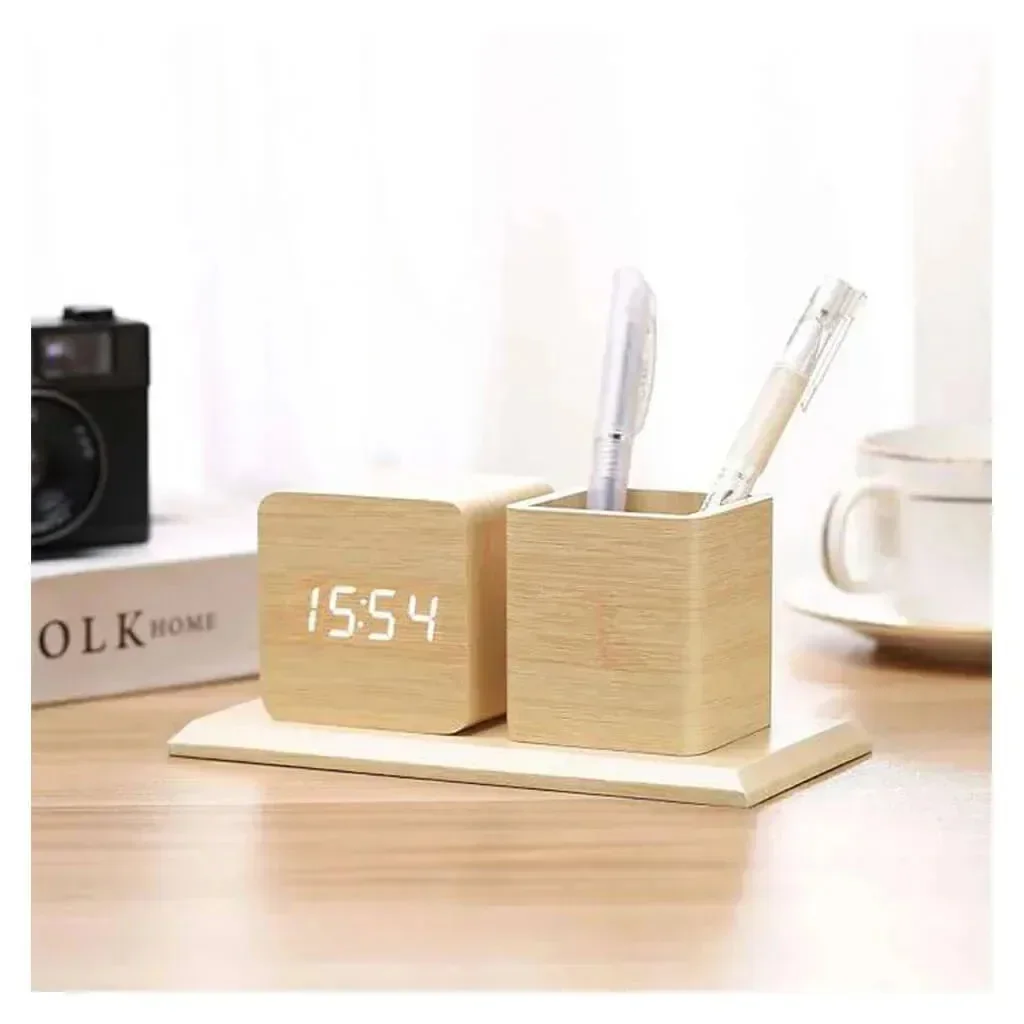 Woodland Wisdom Alarm Clock Pen Holder