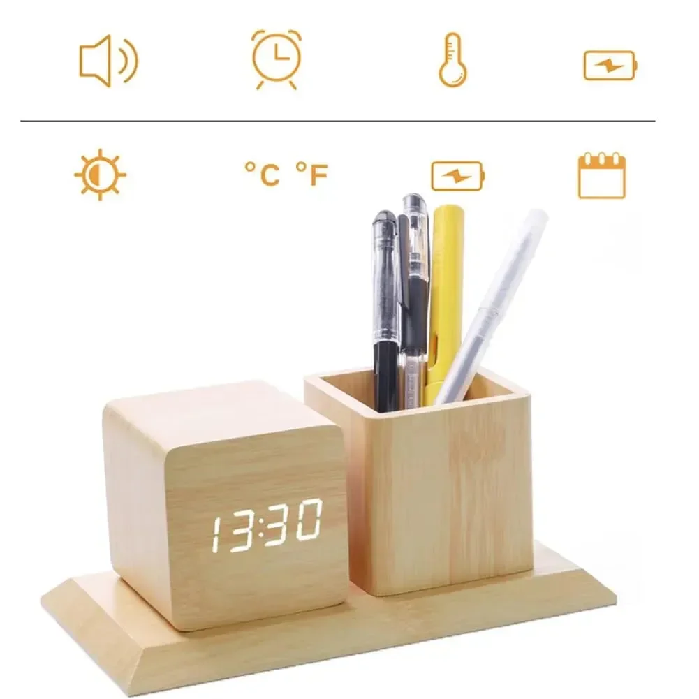Woodland Wisdom Alarm Clock Pen Holder - Image 4