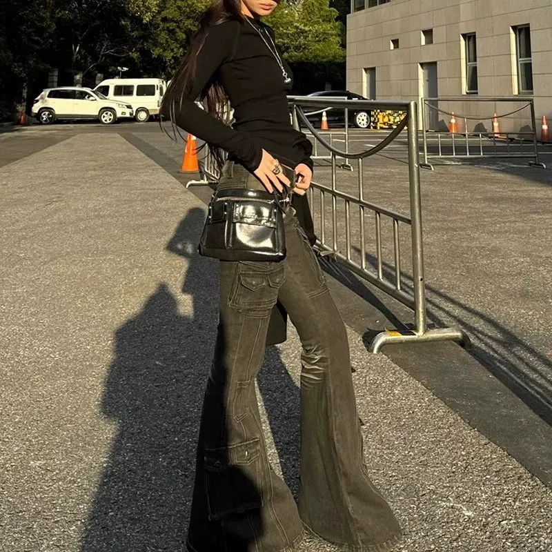 Y2K Cyber-Flare Multi-Pocket Jeans - Image 2