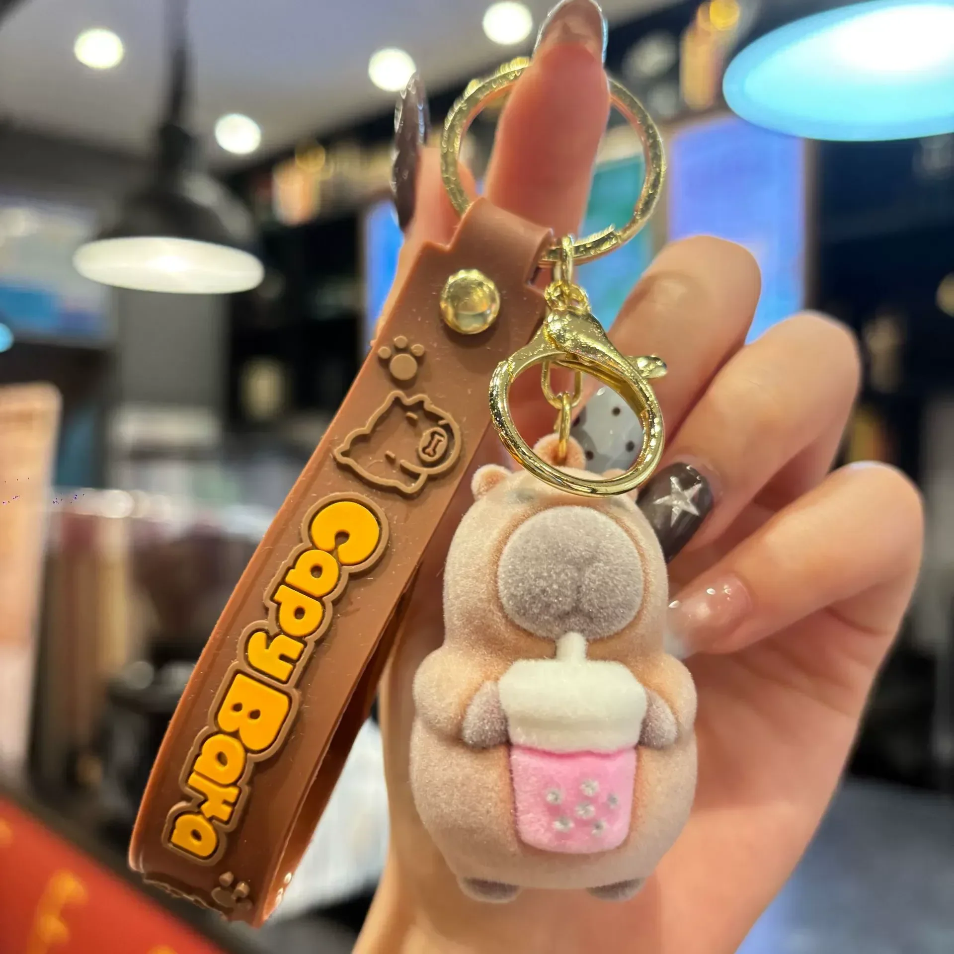Zen Calm Capybara Flocked Keychain - Image 9